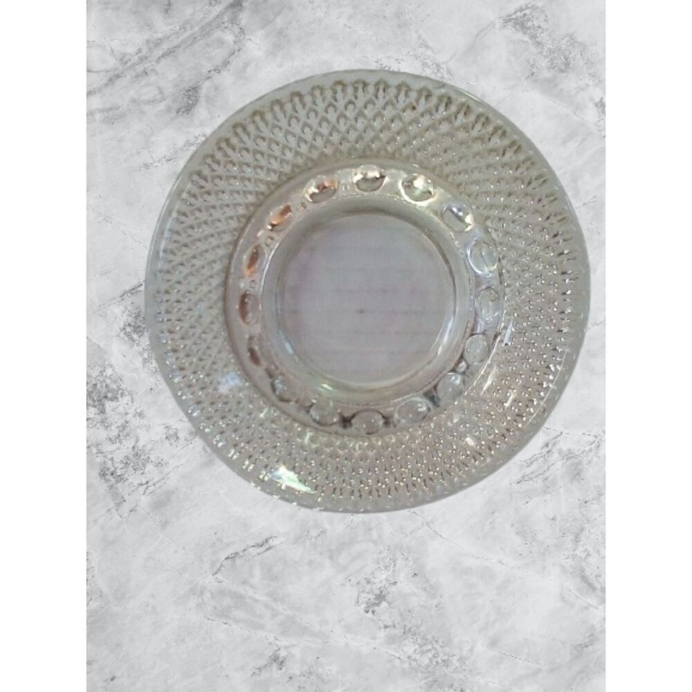 VINTAGE MCM ROUND CLEAR GLASS HOBNAIL BUBBLES DESIGN ASHTRAY 6 1/4"cigar/cigaret